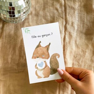 Carte à gratter - gender reveal - carte sexe bébé à gratter - carte à gratter annonce sexe bébé - fille ou garçon ? - Écureuil image 4