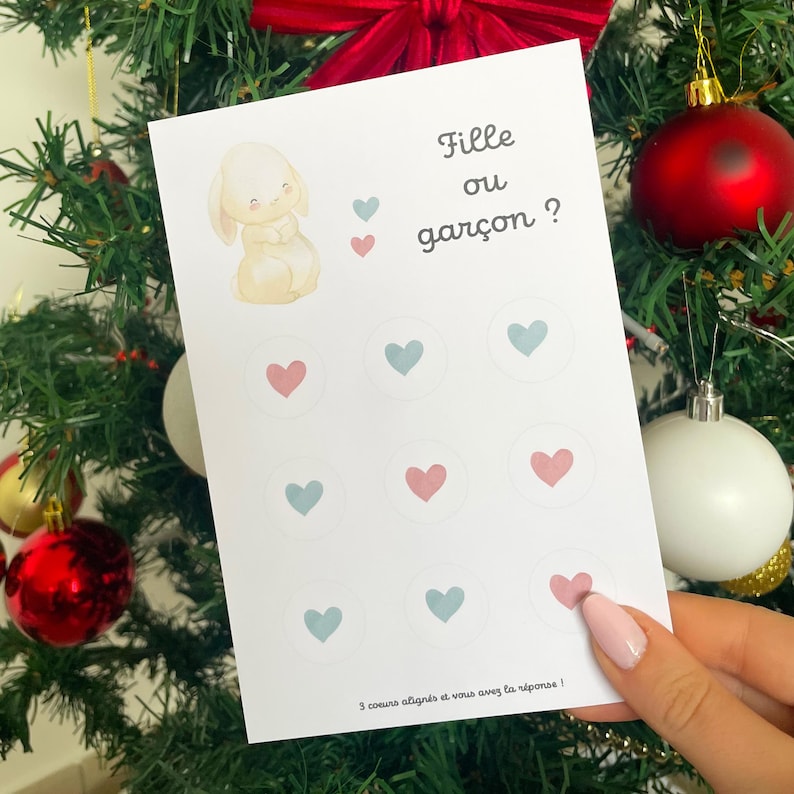 Carte à gratter - gender reveal - carte sexe bébé à gratter - carte à gratter annonce sexe bébé - bingo gender reveal Lapin