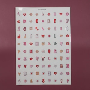 Retro love alphabet sticker sheet, scrapbooking alphabet, alphabet, hearts - scrapbooking stickers, junk journal, bullet journal image 6