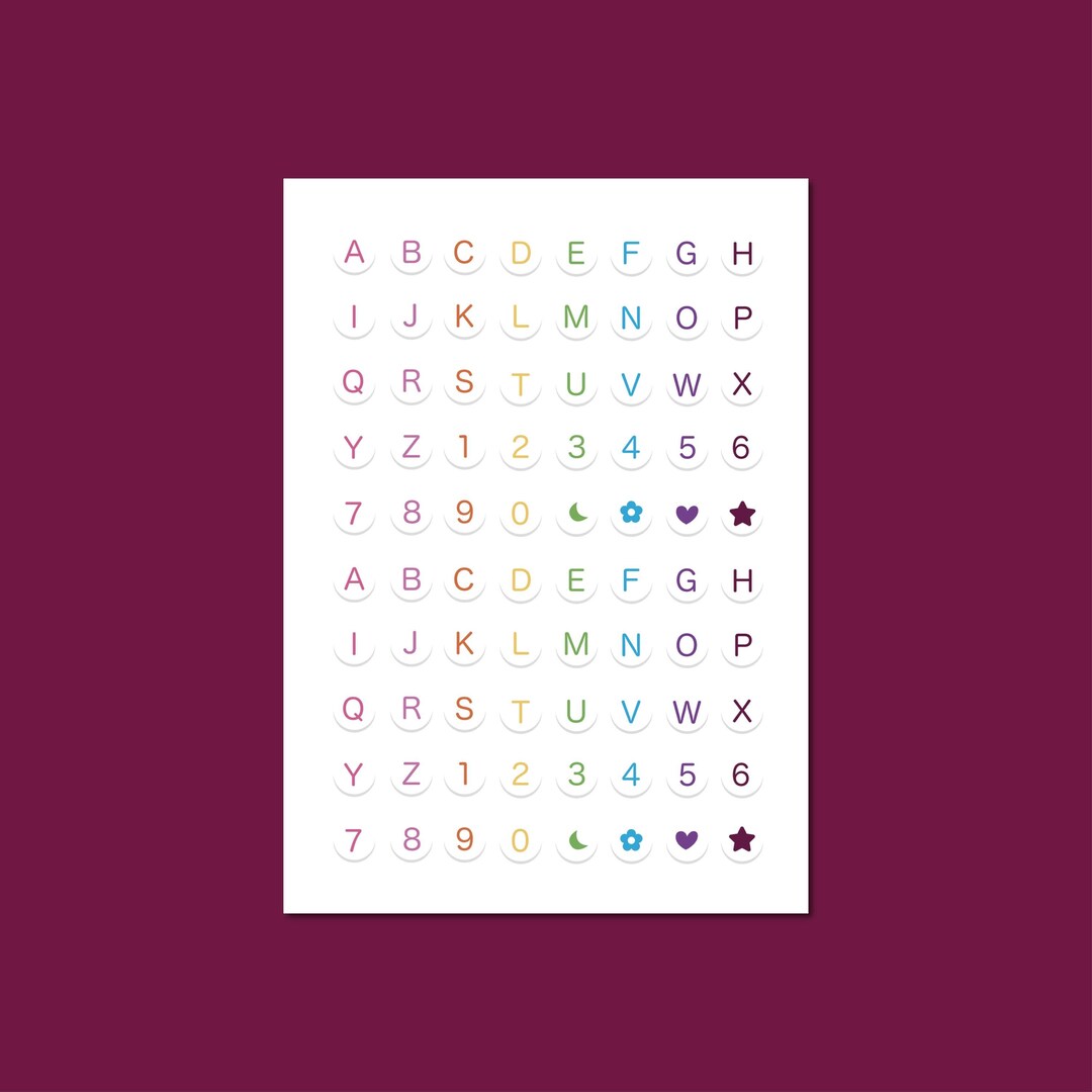 Alphabet Sticker Sheet, Scrapbooking Alphabet, Heart Alphabet, Hearts ...