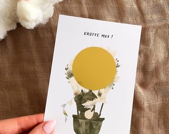Scratch card - surprise message - surprise scratch card - scratch announcement card - personalized message card - hot air balloon