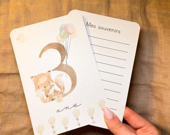 Cartes étapes bébé - Troisième année bébé - Mois anniversaires - 3ème année  - Renard - anglais - français - allemand - espagnol - italien