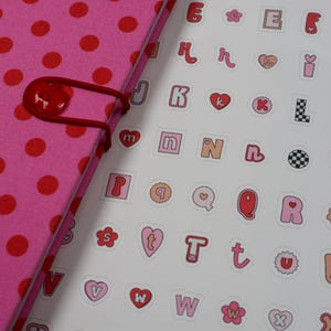 Retro love alphabet sticker sheet, scrapbooking alphabet, alphabet, hearts - scrapbooking stickers, junk journal, bullet journal image 3