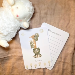 Cartes étapes bébé - Première année bébé - Mois anniversaires - 1ère année  - ourson - anglais - français - allemand - espagnol - italien