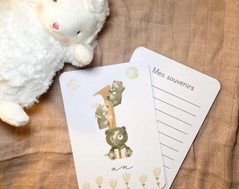 Baby-Meilensteinkarten – Erstes Jahr Baby – Monatsgeburtstage – 1. Jahr – Teddybär – Englisch – Französisch – Deutsch – Spanisch – Italienisch