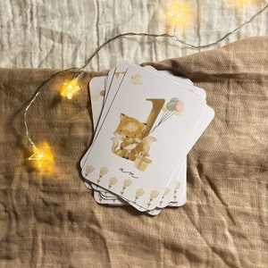 Cartes étapes bébé - Première année bébé - Mois anniversaires - 1ère année - Renard - anglais - français - allemand - espagnol - italien image 4