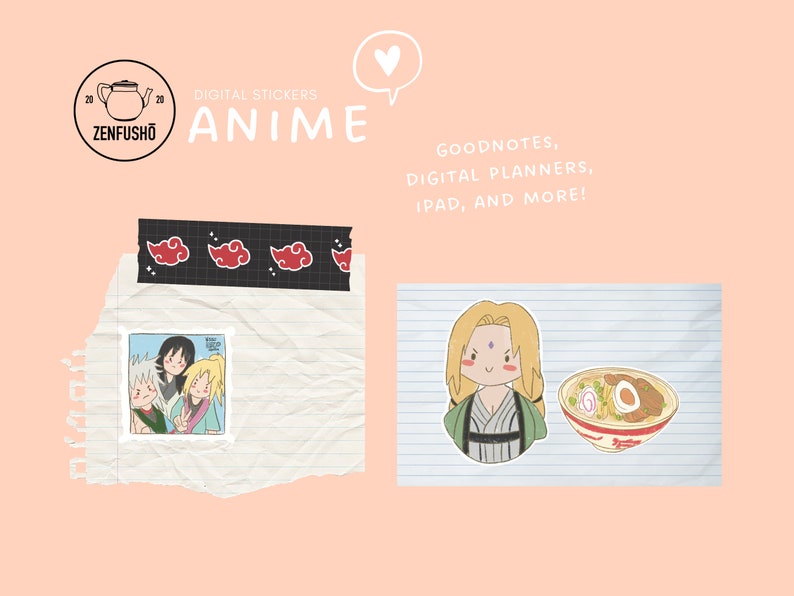 Digital Stickers Anime Set Goodnotes Notability Digital Etsy