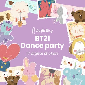 Set de adhesivos digitales BT21 / GoodNotes, Notability, Digital Planner, iPad / Adesivi digitali, Adesivi PNG, BT21, Washi Tape, Francobolli
