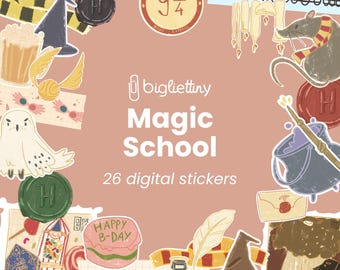 Adesivi digitali Magic School Pack / GoodNotes, Notability, Pianificatore digitale, iPad / Adesivi digitali, Adesivi Png, Nastro Washi