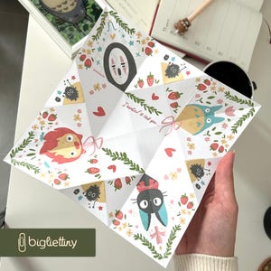 Monedero de rompecabezas victoriano Anime / Linda tarjeta de San Valentín de Anime / Imprimible, Nota de amor victoriana, Carta de amor / Origami, Regalo ilustrado imprimible