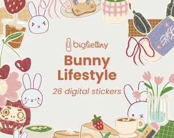 Adesivi digitali BunnyLifestyle Set / GoodNotes, Notability, Digital Planner, iPad / Adesivi digitali, Adesivi PNG, Nastro Washi