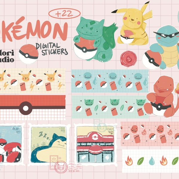 Digital Stickers Pokémon Set | GoodNotes, Notability, Digital Planner, iPad | Digital Stickers, Png Stickers, Stamps, Washi Tape