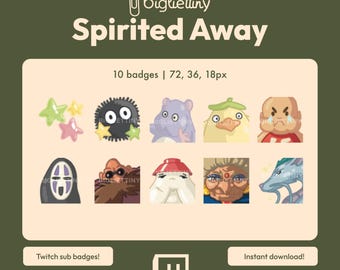 Spirited Away Sub Badges | Studio Ghibli Twitch, YouTube, Discord (Digital Download)