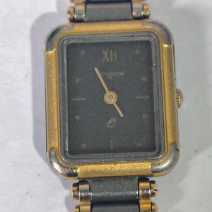 Vintage Condor Quartz Watch: Two-Tone Gold Grey Rectangular Tank Case
