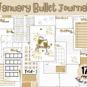 January journal ~ bullet journal ~ digital ~ pdf ~ journal pages ~ Printable ~ pre-made journal ~ notebook ~ monthly planner