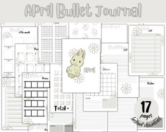 April Journal ~ Bullet Journal ~ digital ~ pdf ~ Journalseiten ~ Printable ~ vorgefertigtes Journal ~ Notizbuch ~ Monatsplaner