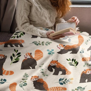 Red Panda Throw Blanket, WildFlower Red Panda Decor, Birthday Gift For Her Cute Animal Fan Gift, Housewarming, Baby Shower, Mothers Day Gift