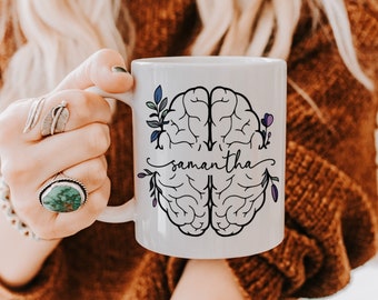 Neuroscience Mug 11oz, Personalized Neuro ICU Nurse Coffee Mug, Custom Brain Doctor Gifts Neurology Neurobiology PhD Graduation Gift For Her