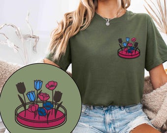 Camiseta de microbiología bordada, camiseta con bordado de placa de Petri para laboratorio de profesores de ciencias, regalo de graduación de doctorado, camiseta de microbiólogo para laboratorio