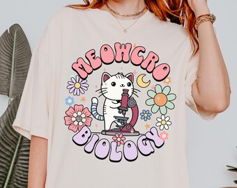 Microbiology Cat Shirt, Microbiologist Medical Laboratory Scientist T-Shirt, PhD Graduation Gift, Lab Tech Shirt, Science Teacher Gifts