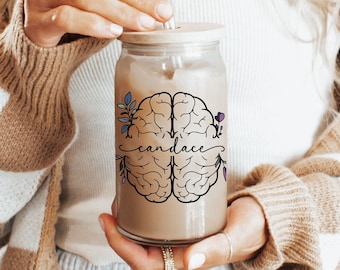 Personalized Neuro ICU Nurse Cup, Custom Neurology Nurse Doctor Neuroscience Brain Sipper Glass Mug, Neuro Nurse Med School Graduation Gifts
