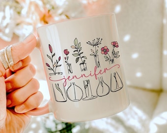 Personalized Chemistry Mug, Science Teacher Gift, Custom Lab Tech Laboratory Scientist Medical Technologist PhD Graduation Gift for Her