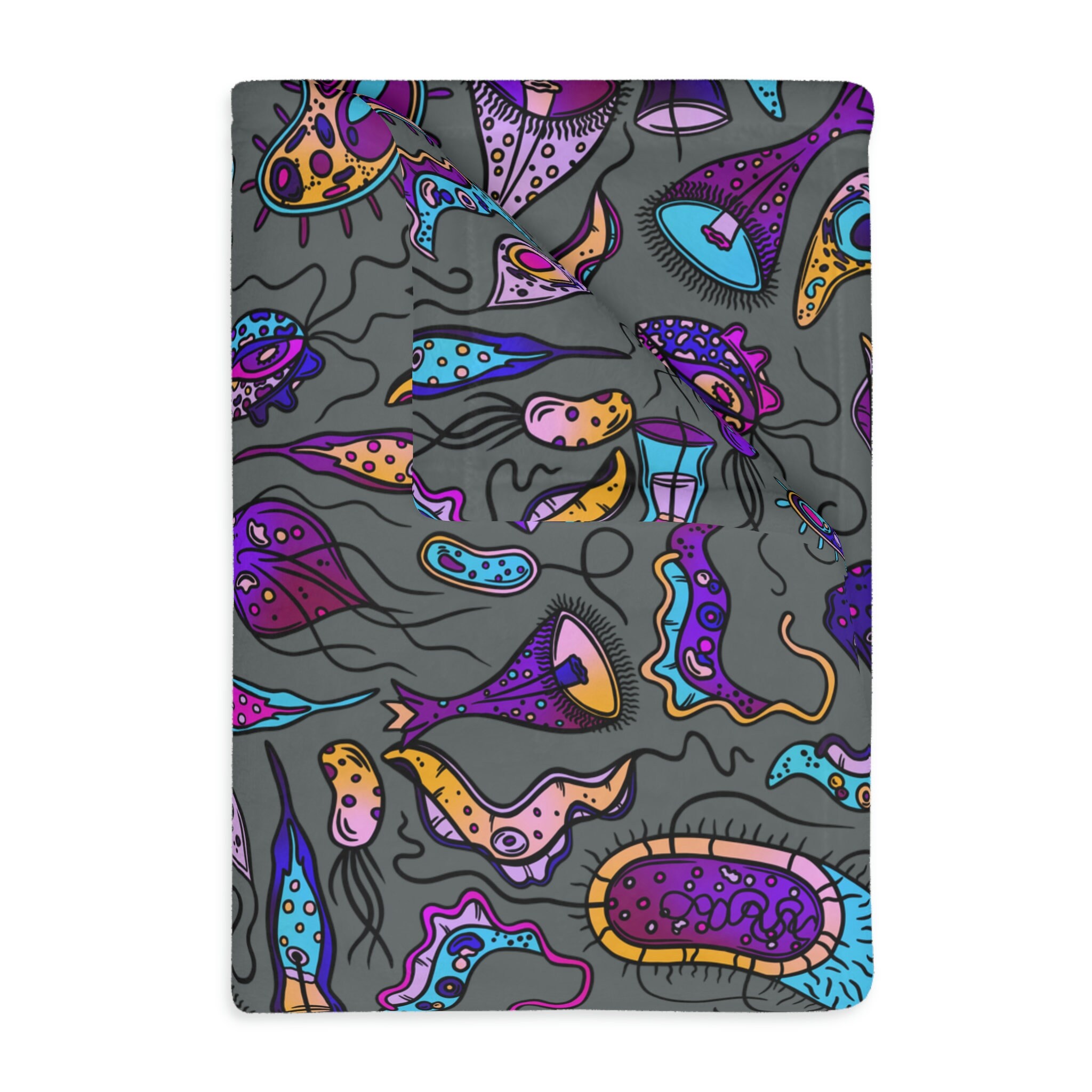Microbiology Bacteria Throw Blanket in Gray Home Decor Etsy