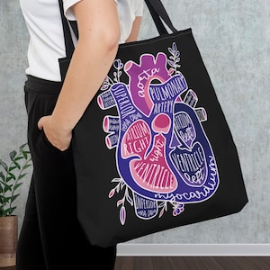 Heart Anatomy Tote Bag, Cardiology Cardiac Nurse, Medical Student Graduation Gift, Cardiac Rehab Nurse Shoulder Bag, Anatomical Heart Gifts