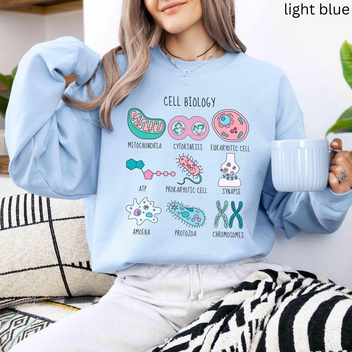 Cell Biology Sweatshirt, Mitochondria Ribosome DNA Science Teacher ...