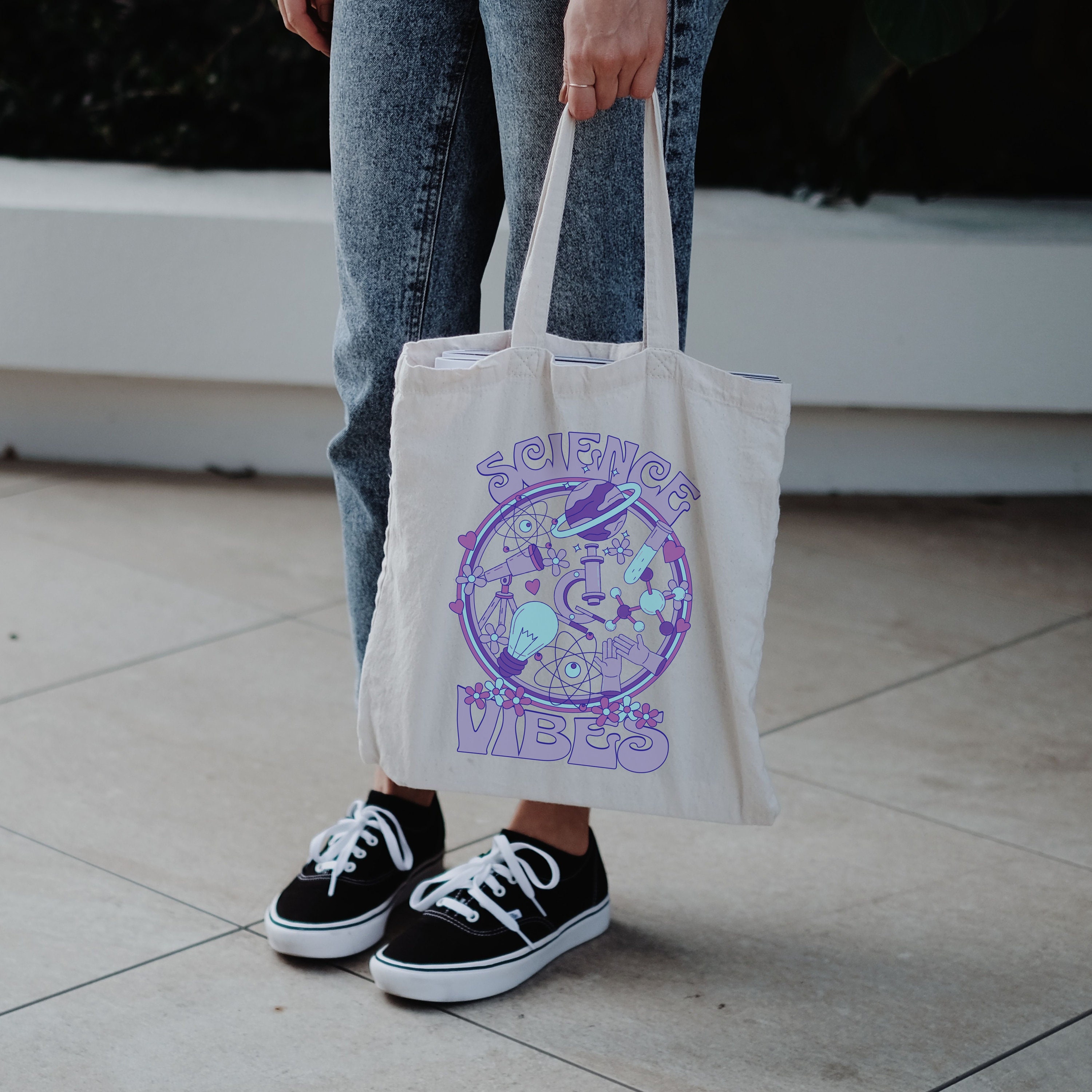 Science Themed Canvas Tote Bag – Gift For Teachers, Scientists, Graduation, Eco-Friendly Shopper - View #5
