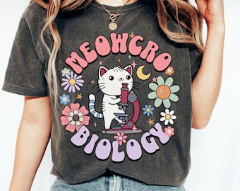 Microbiology Cat Shirt, Microbiologist Medical Laboratory Scientist T-Shirt, PhD Graduation Gift, Lab Tech Shirt, Science Teacher Gifts