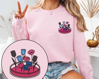 Sudadera bordada de microbiología, suéter bordado con placa de Petri para laboratorio de profesores de ciencias, regalo de graduación de doctorado, regalos de laboratorio para microbiólogos