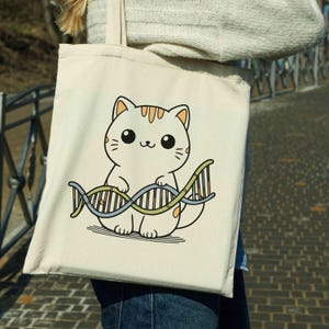 Katzenliebhaber Wissenschaft Einkaufstasche, Molekularbiologie Genetik DNA Laborwissenschaftler Geschenk, BiologielehrerPCR Medizintechniker PhD Geschenke