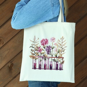 Floral Science Tote Bag, Laboratory Science Teacher Appreciation ...