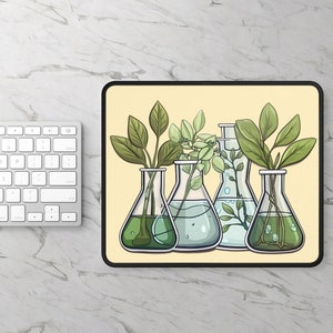 Chemistry Floral Beakers Mouse Pad, Laboratory Science Medical Lab Technician Technologist Gifts, Lab Science Teacher Gift, PhD Grad