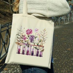 Floral Science Tote Bag, Laboratory Science Teacher Appreciation ...