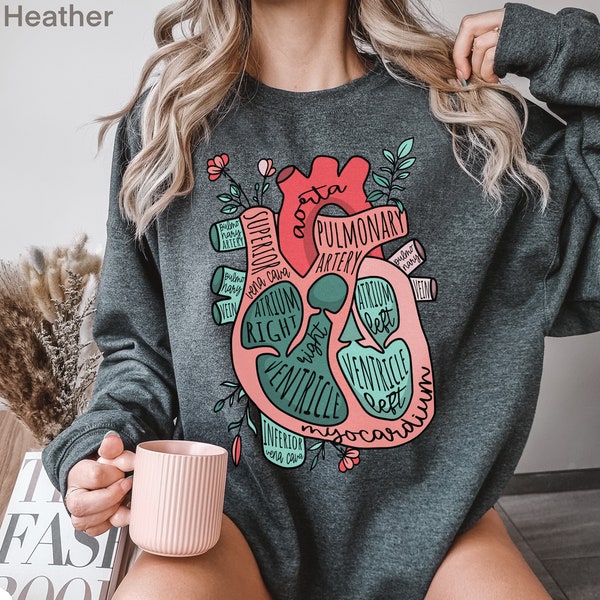 Biologie Lehrer Sweatshirt, Lehrer Geschenke, Herz Anatomie, Kardiologie Arzt Schwester Geschenk, Medizinstudent Abschlussgeschenk