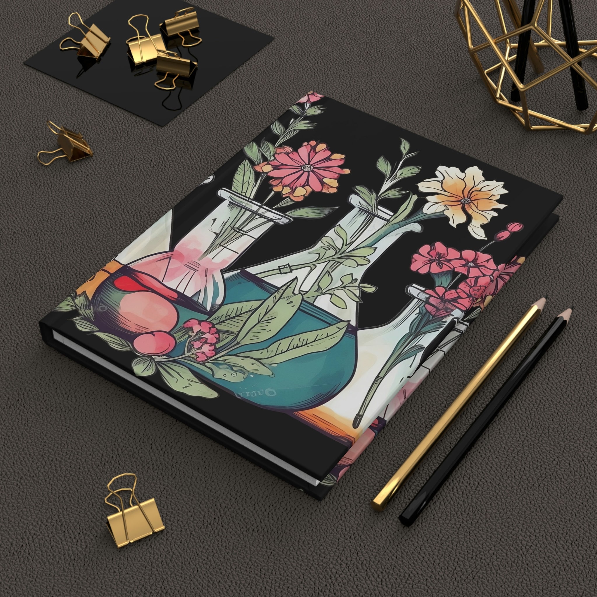 Floral Beakers Chemistry Equipment Journal Laboratory Etsy