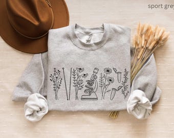 Felpa con cappuccio per microbiologia, maglione per microscopio per insegnanti di biologia, maglietta per tecnologo medico, regalo per scienziato di laboratorio medico di patologia per lei