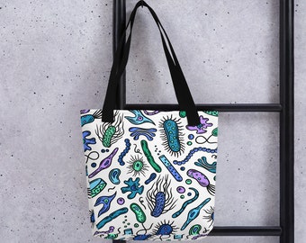 LEVLO Borsa Della Spesa In Poliestere Con Scritta Microbiology – Riutilizzabile, 32x37 Cm, Idea Regalo Per Studenti E Insegnanti - 5