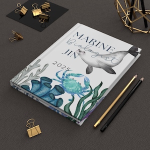 Marine Biology Personalized Gift, Journal for New Biologist, Custom Name PhD Graduation, Crustacean Crab Seal Lover Gift