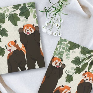 Red Panda Journal, Red Panda Lover Gifts, Cute Animal Notebook, Floral Botanical Poison Ivy Journal