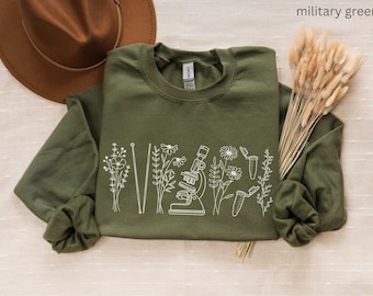 Felpa con cappuccio per microbiologia, maglione per microscopio per insegnanti di biologia, maglietta per tecnologo medico, regalo per scienziato di laboratorio medico di patologia per lei