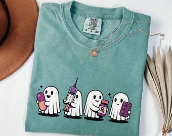 Camiseta de Halloween de técnico de farmacia, divertida camiseta de farmacia fantasma, regalos de graduación de la escuela de farmacia para enfermeras de farmacología, regalo para farmacéuticos