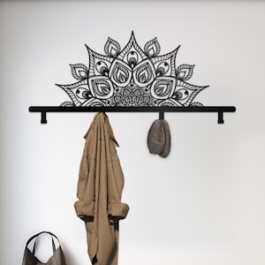 Metal Coat Rack, Mandala Clothing Rack, Metal Wall Decor Hanger, Coat Hanger, Hat Hanger, Home Decor Key Rack,Spiritual Art Modern Coat Rack