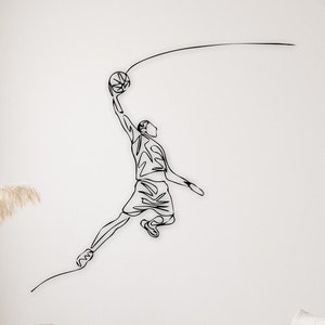 Basketball Player Metal Wall Decor, Basketball Gifts, Basketball Wall Art, Basketball Signs, Sports Minimalist Art, Boy Basket Bedroom Decor