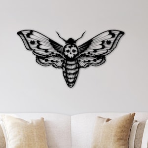 Das Schweigen des Lammes Metall Wand Kunst, Gothic Wand Dekor, Tods Kopf Motte, Schädel Wandbehänge, Gothic Kunst, Gothic Wand Kunst, große Wand dekor,
