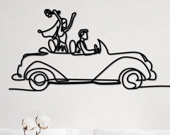 Minimalist Wedding Metal Wall Art, Newlywed Gift