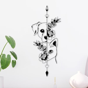 Cat and Dog Metal Wall Art: Minimalist Animal Decor