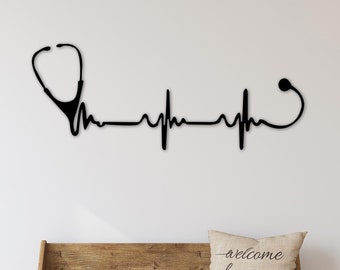 Stethoscope Metal Wall Art, Gift for Doctors, Doctor Metal Wall Decor, Nurse Wall Decor, Medical Assistant, Surgery Decor, Medical Wall Art,